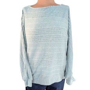 Soft XL Dusty Blue Long Sleeve Dolman Boho Casual Stripe Sweater